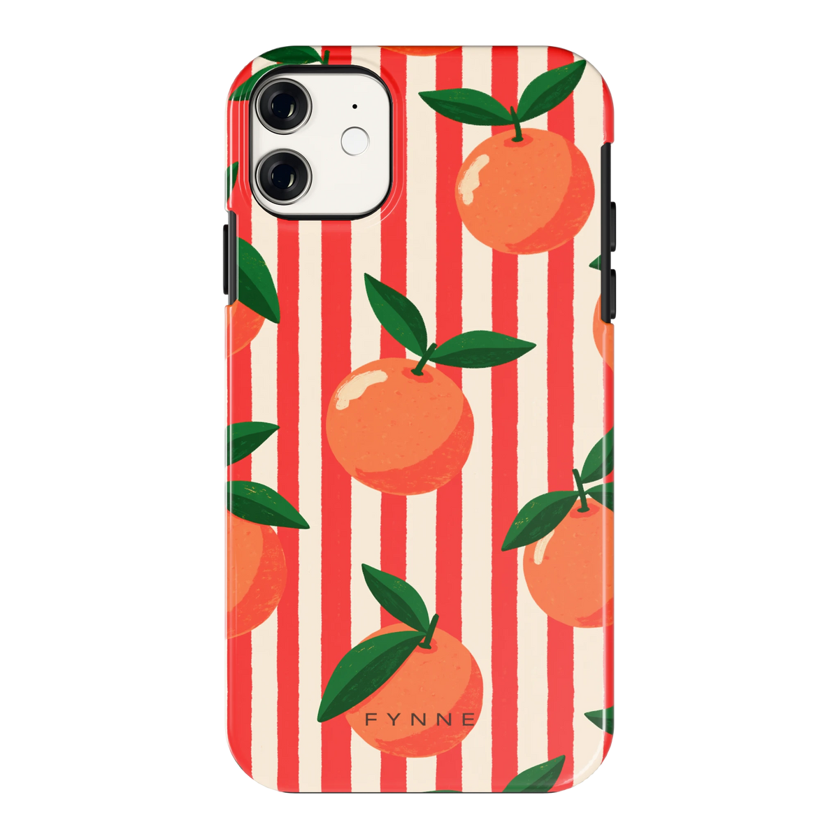 Gestreepte sinaasappels hoesje voor iPhone 11, achterkant
