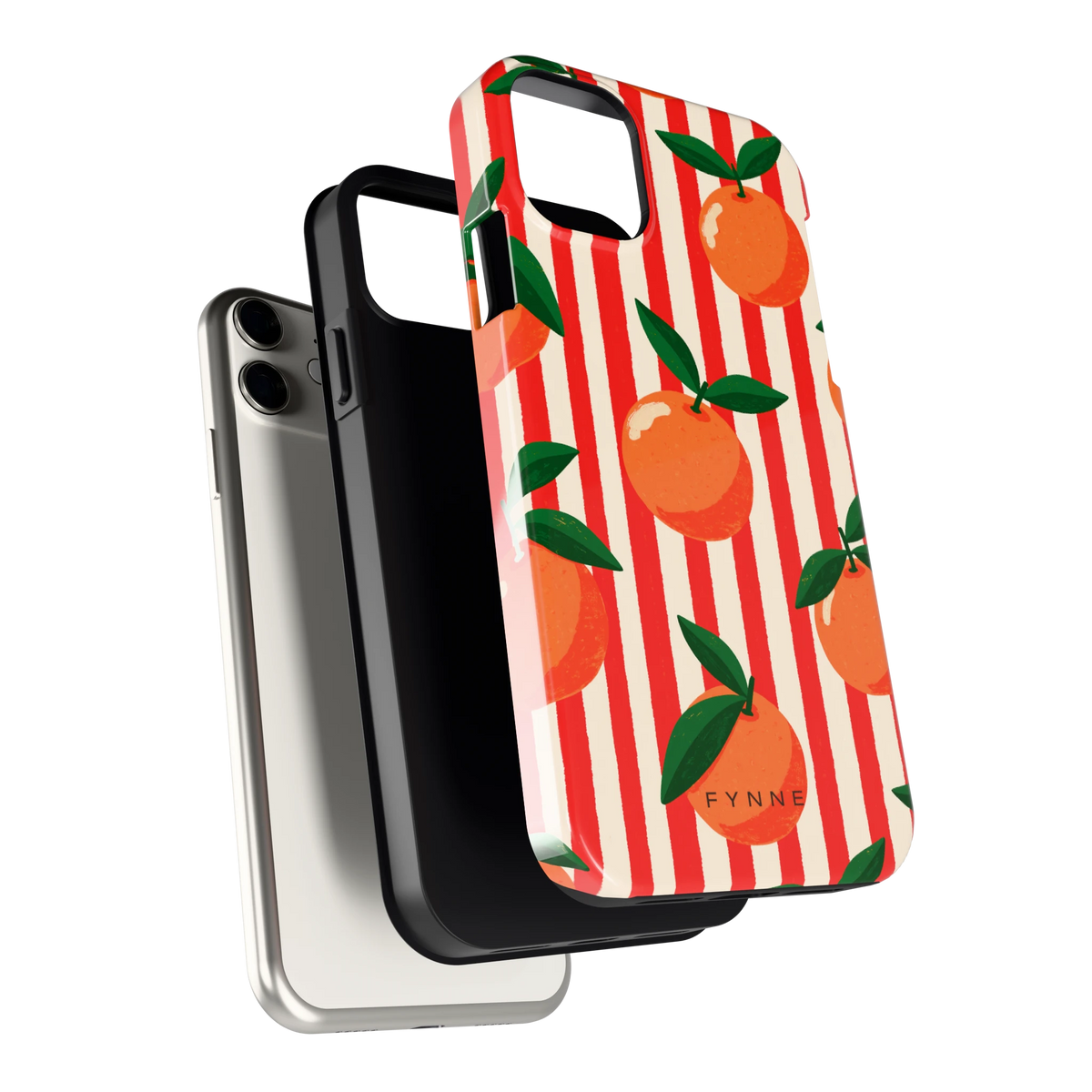 Gestreepte sinaasappels hoesje voor iPhone 11, los van de telefoon