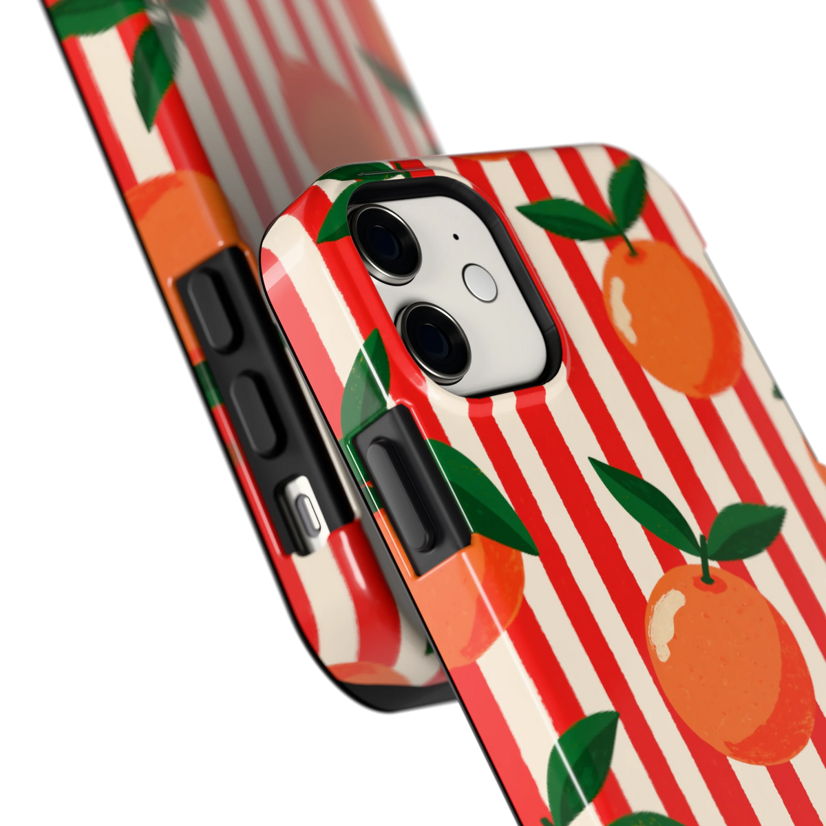 Gestreepte sinaasappels hoesje voor iPhone 11, close-up