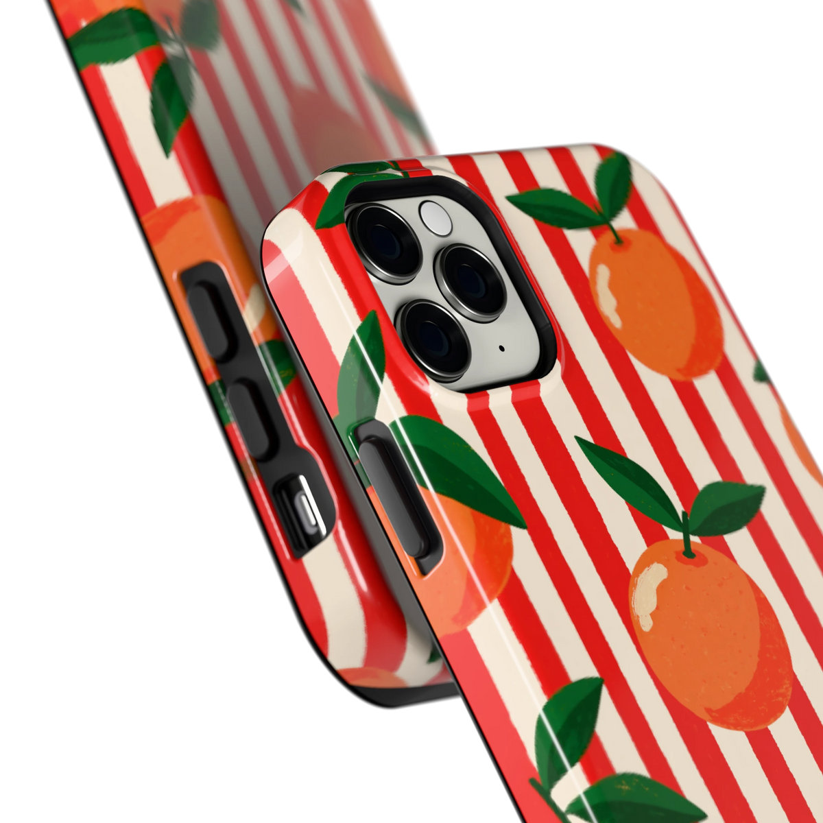 Gestreepte sinaasappels hoesje voor iPhone 11 Pro Max, close-up