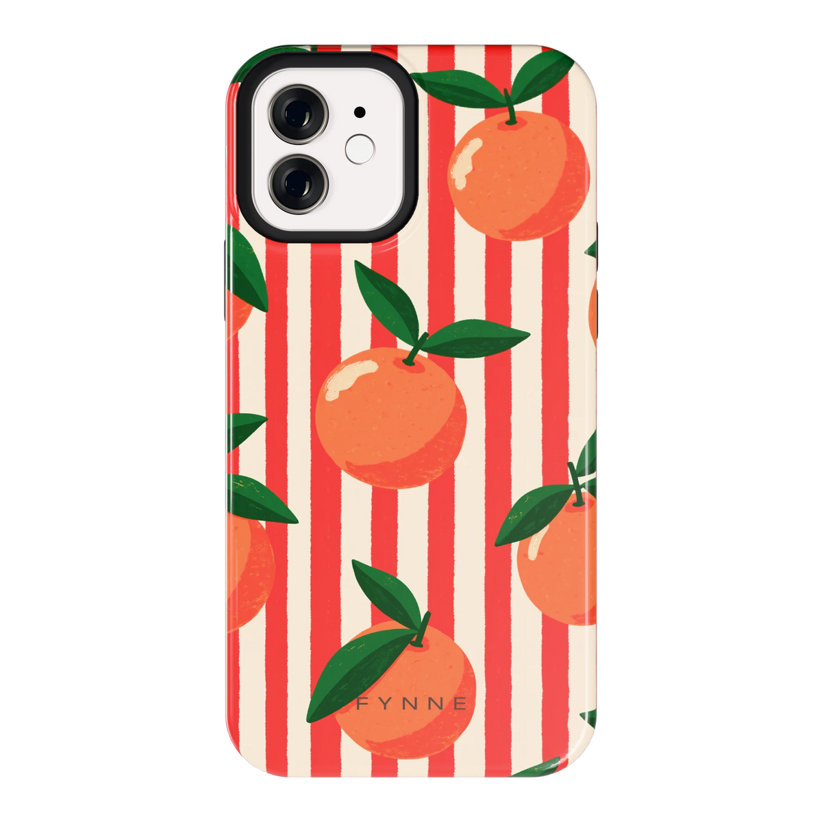 Gestreepte sinaasappels hoesje voor iPhone 12, achterkant