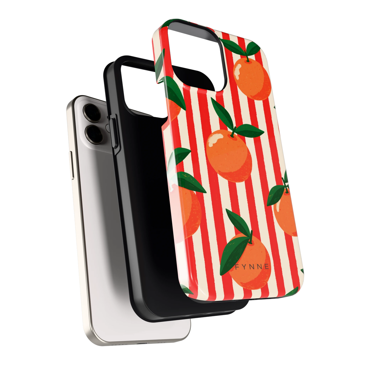 Gestreepte sinaasappels hoesje voor iPhone 12, los van de telefoon