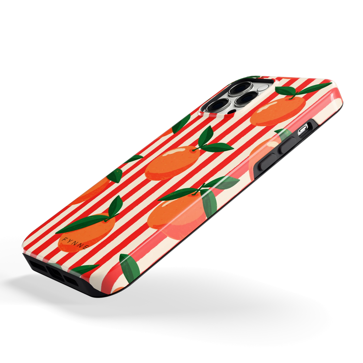 Gestreepte sinaasappels hoesje voor iPhone 12 Pro Max, schuin
