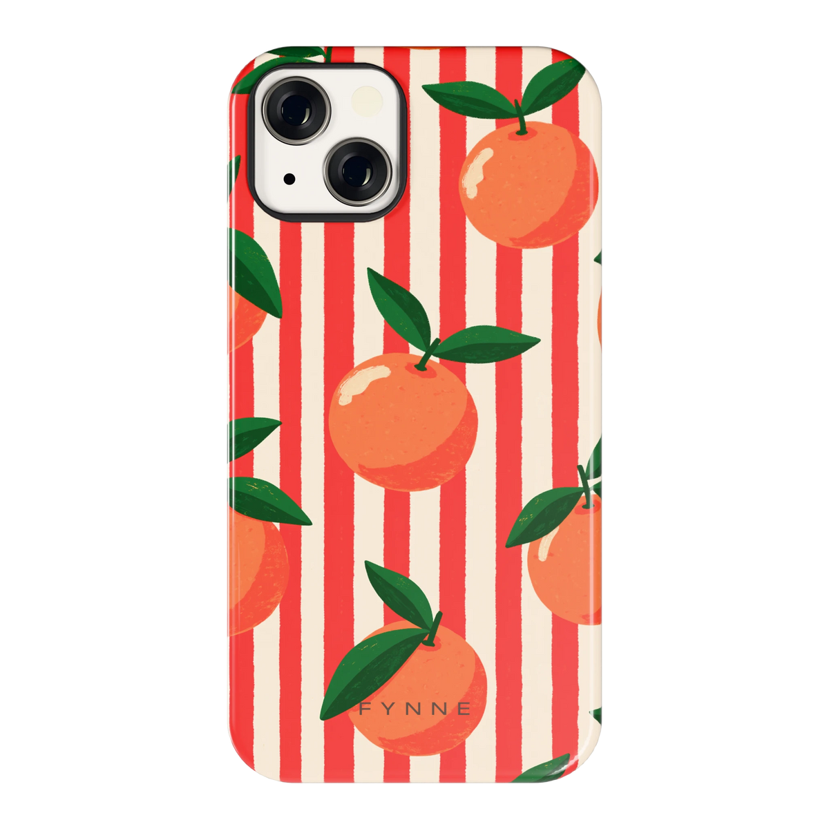 Gestreepte sinaasappels hoesje voor iPhone 13, achterkant