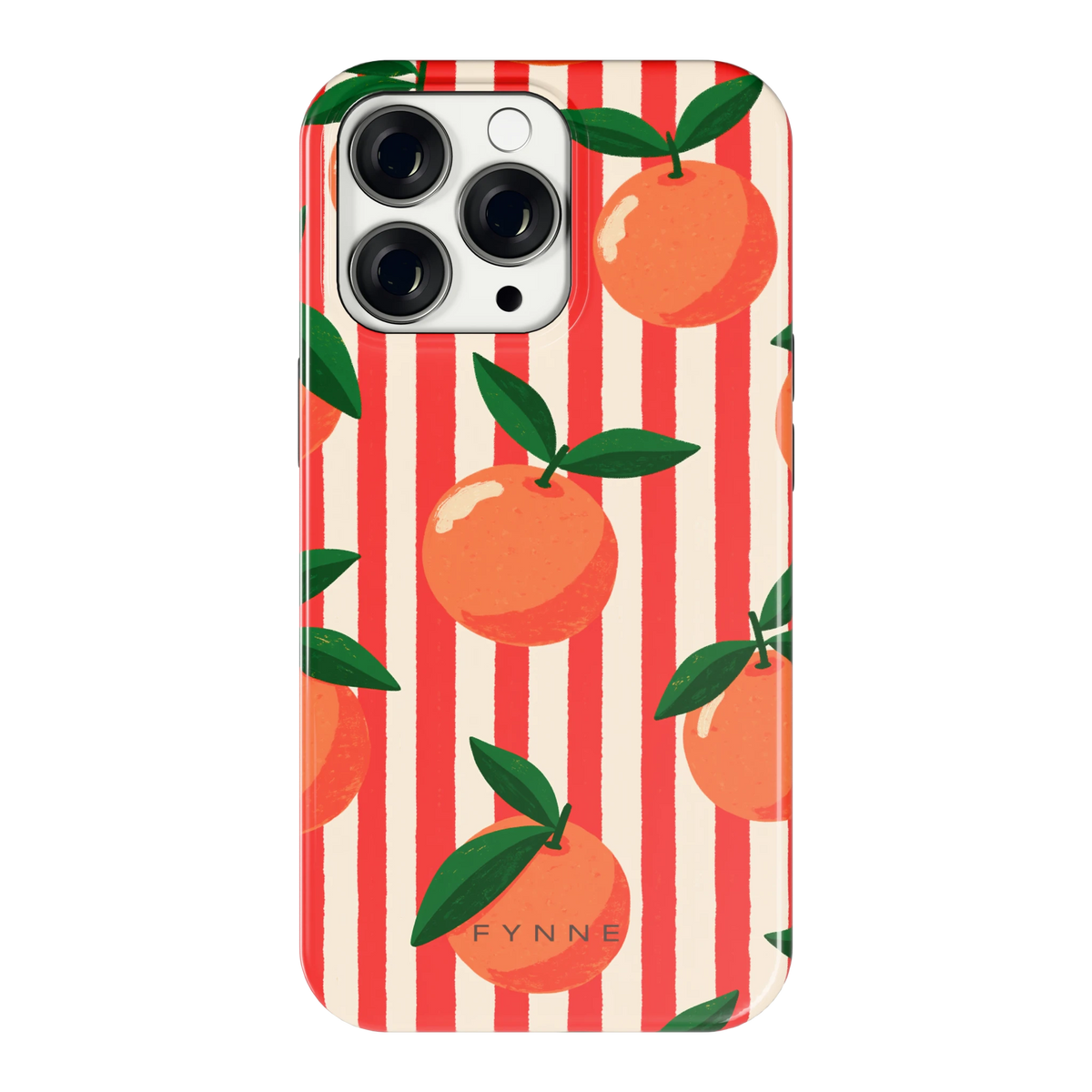 Gestreepte sinaasappels hoesje voor iPhone 13 Pro, achterkant