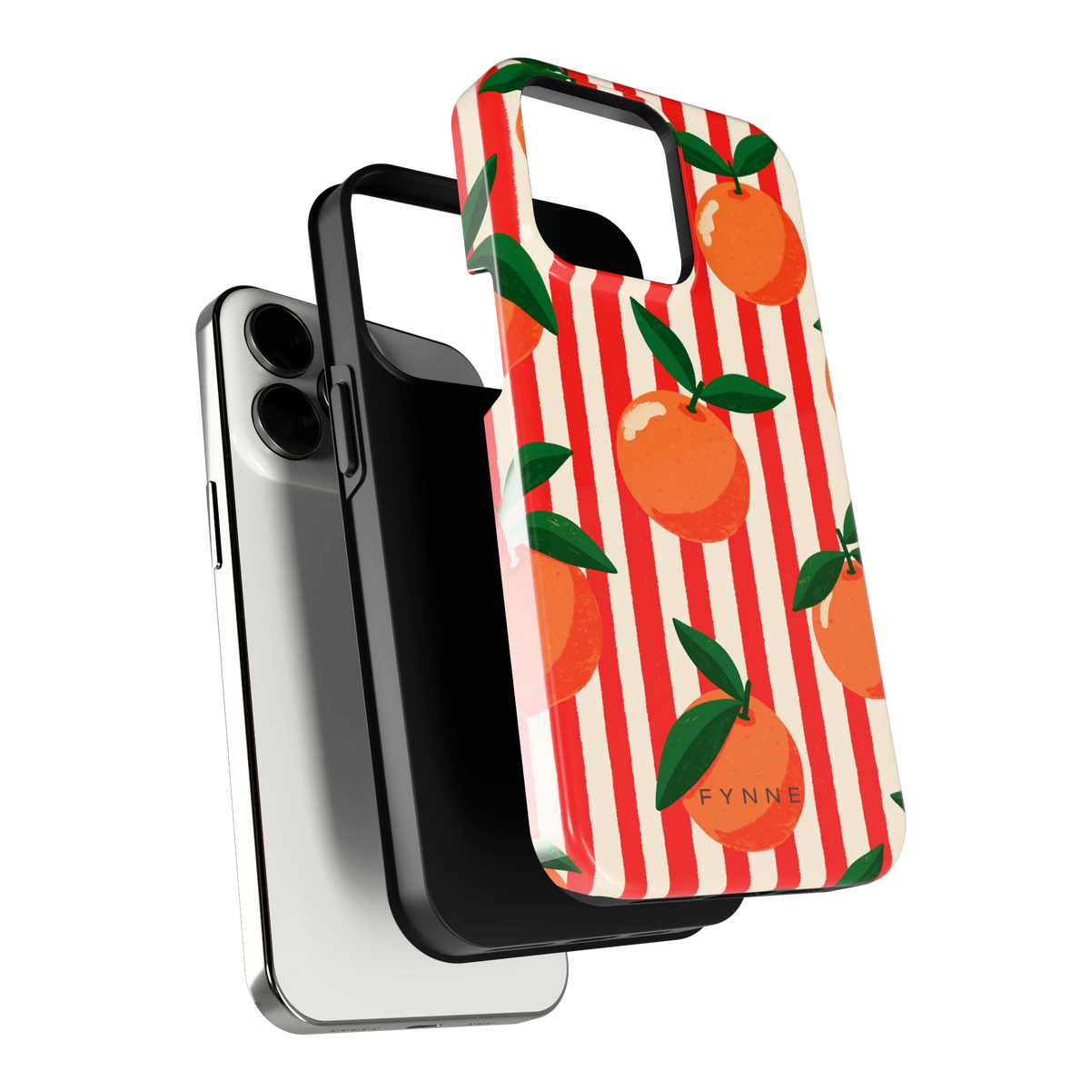 Gestreepte sinaasappels hoesje voor iPhone 13 Pro, los van de telefoon