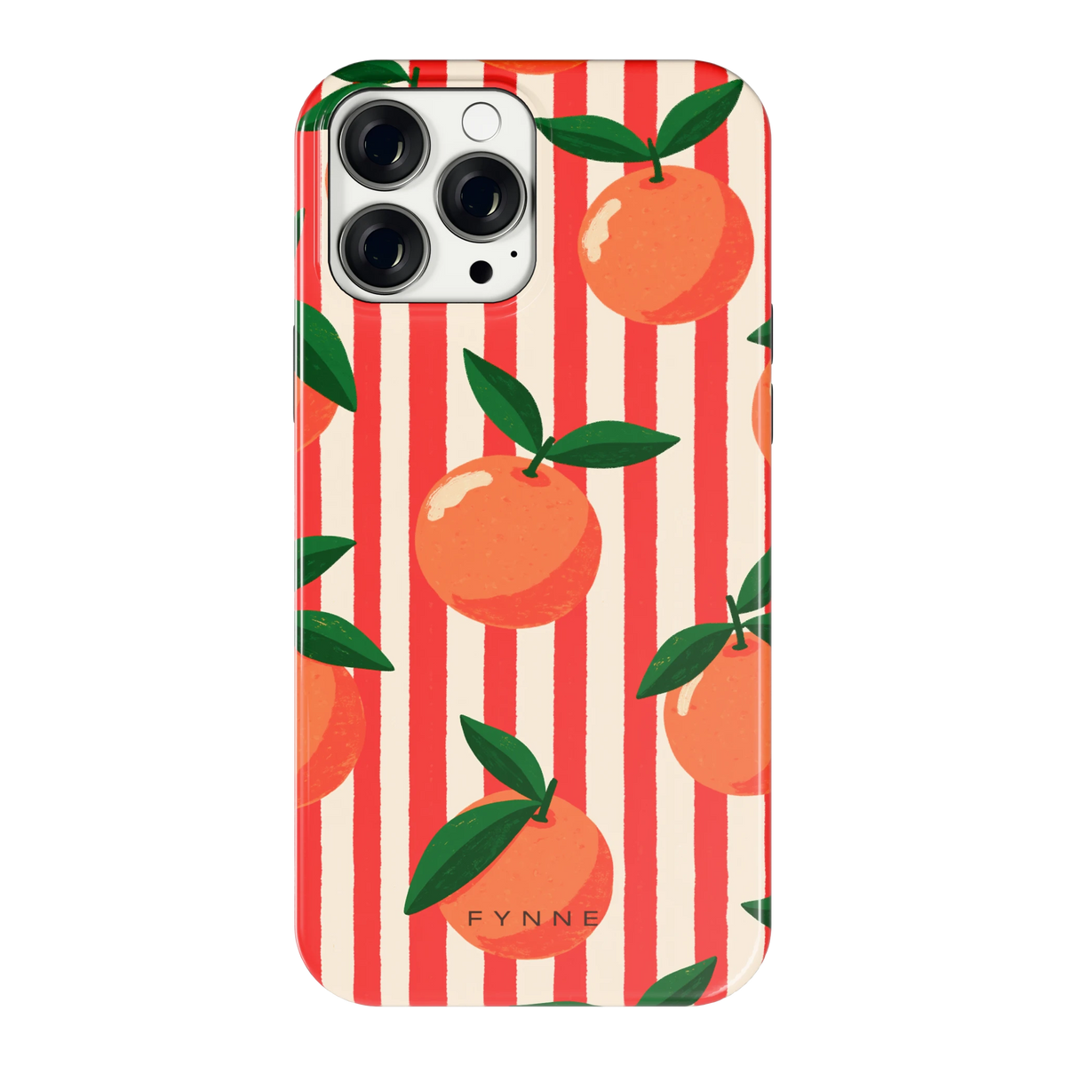 Gestreepte sinaasappels hoesje voor iPhone 13 Pro Max, achterkant