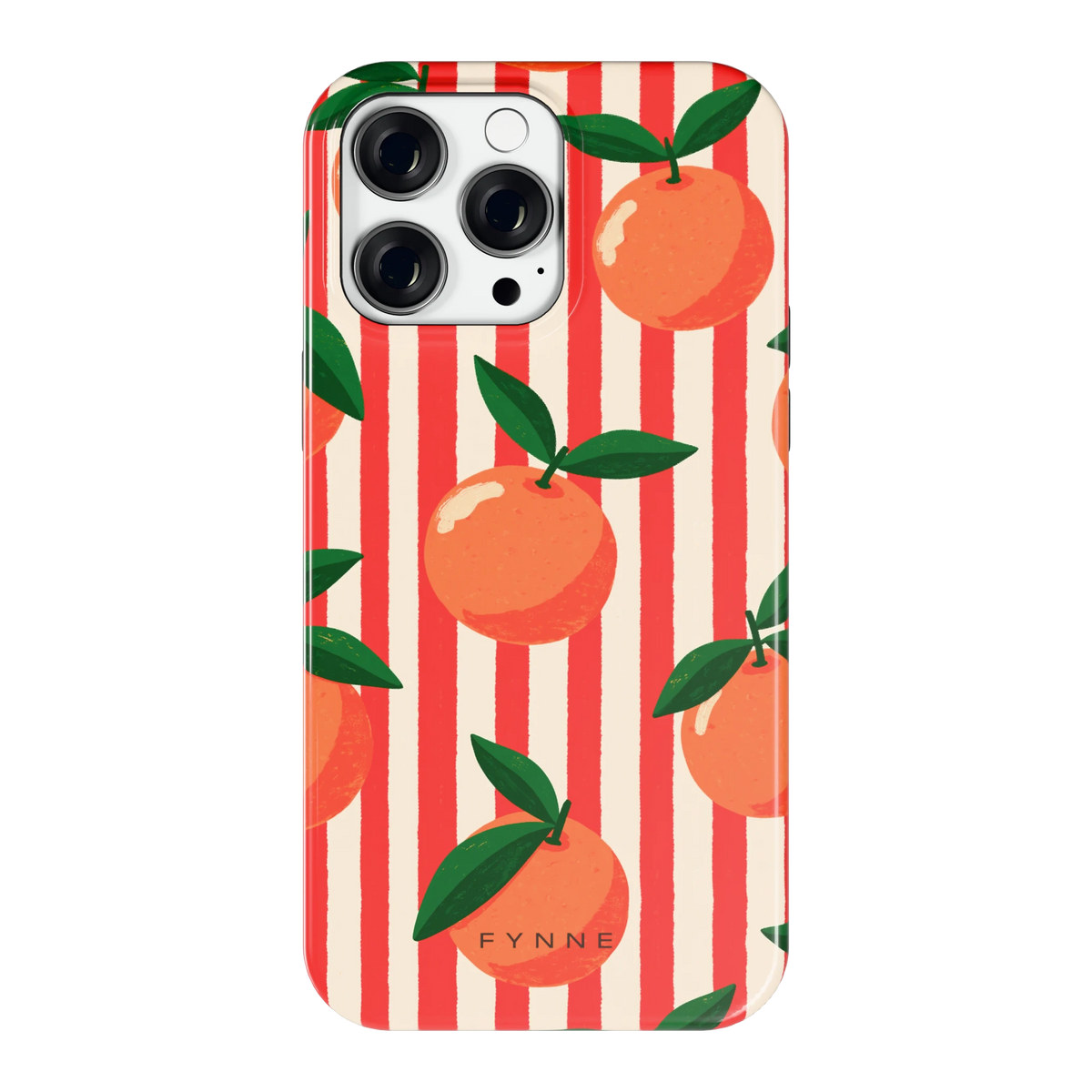 Gestreepte sinaasappels hoesje voor iPhone 14 Pro Max, achterkant