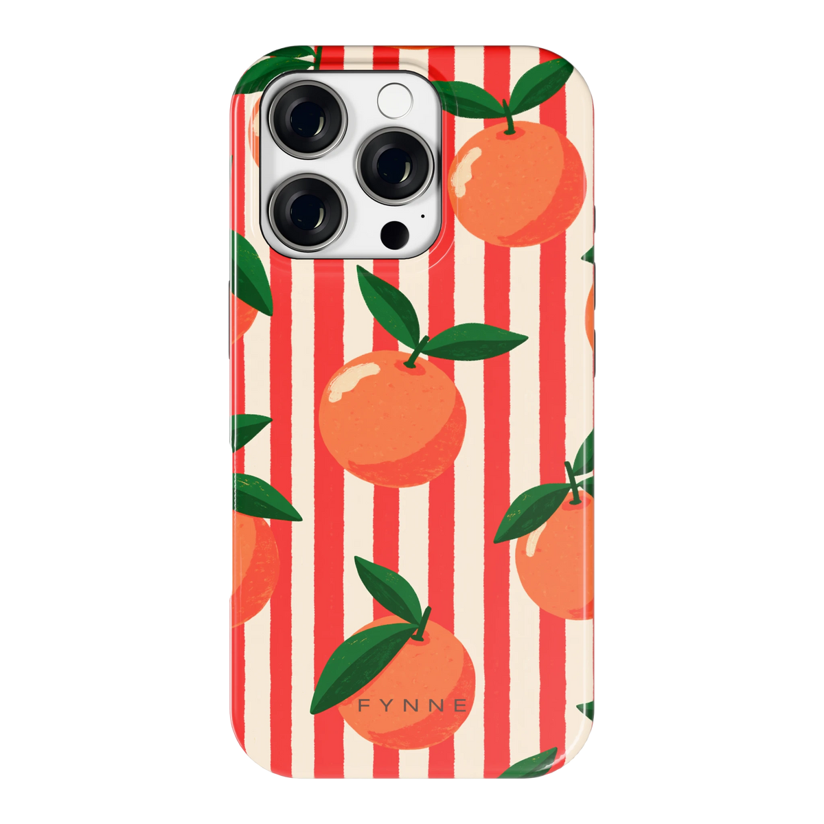 Gestreepte sinaasappels hoesje voor iPhone 16 Pro, achterkant
