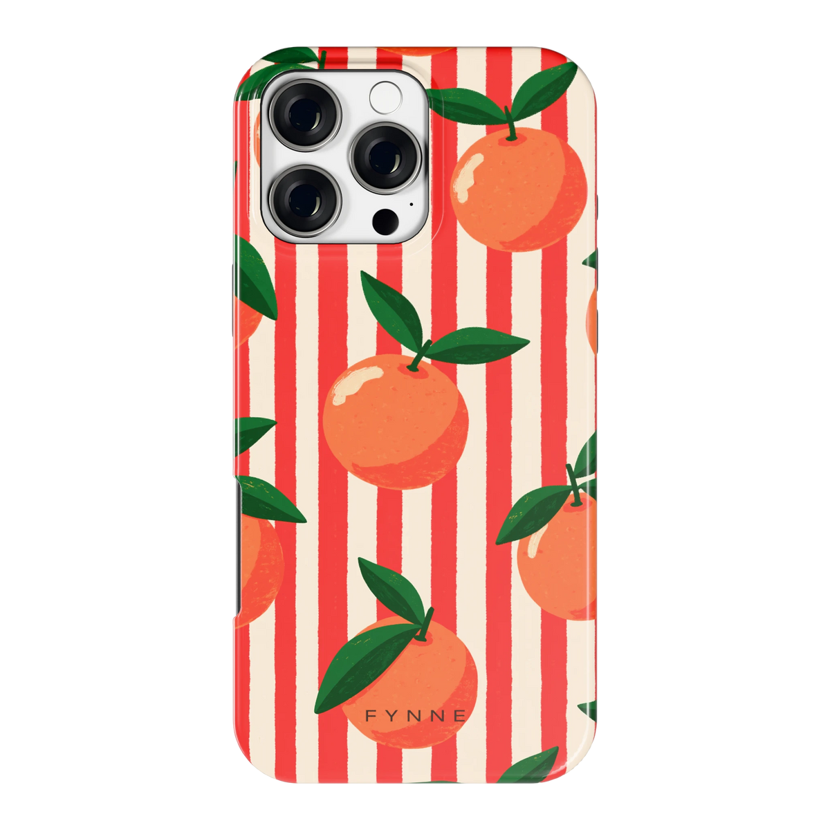 Gestreepte sinaasappels hoesje voor iPhone 16 Pro Max, achterkant