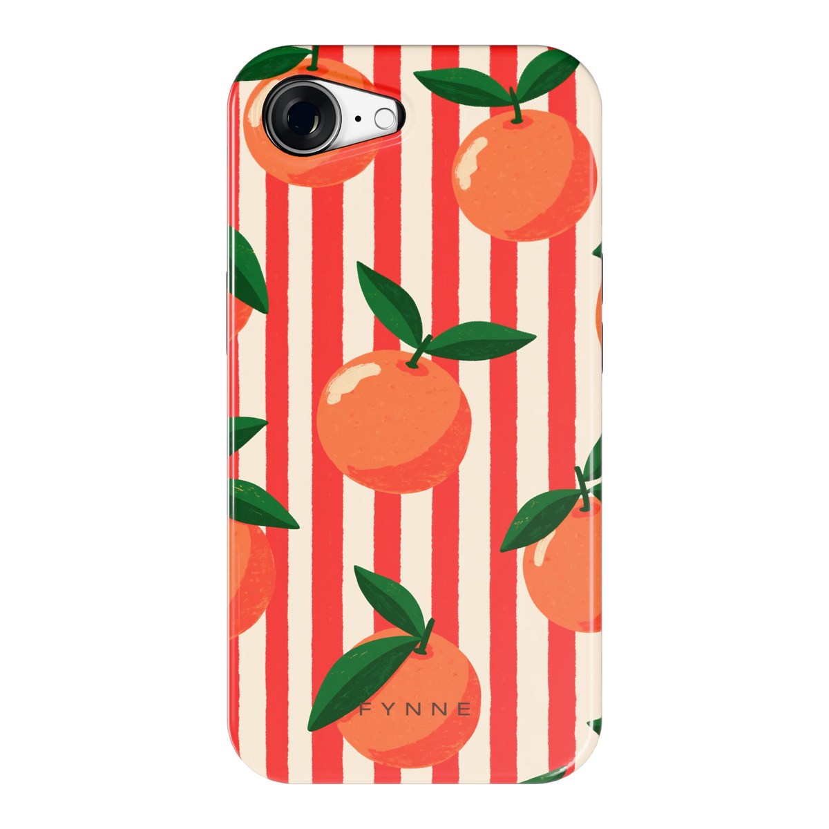 Gestreepte sinaasappels hoesje voor iPhone 16e, achterkant