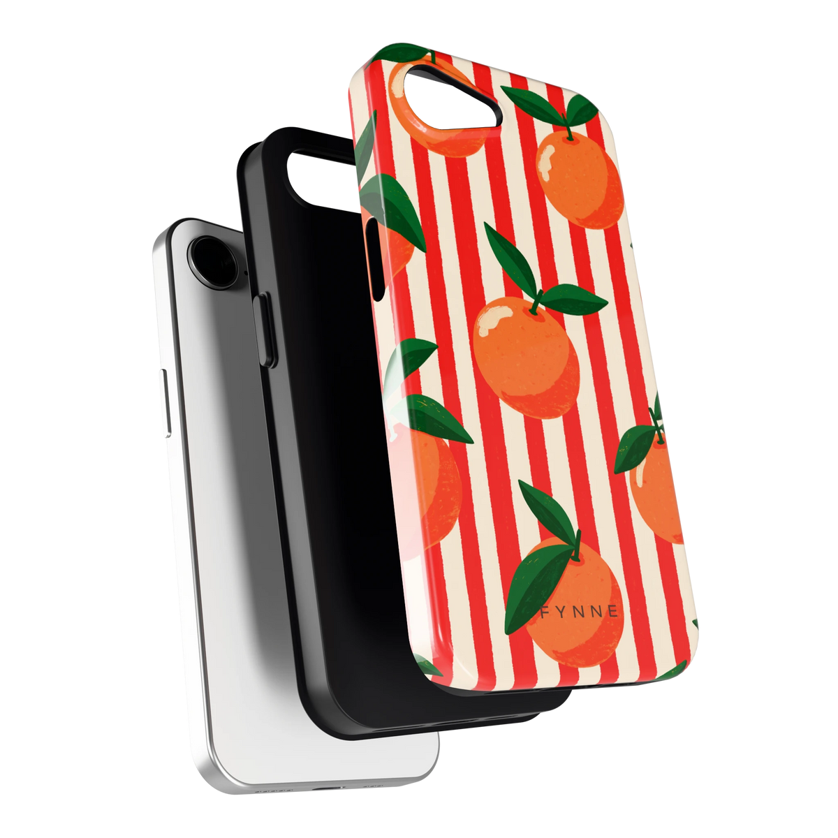 Gestreepte sinaasappels hoesje voor iPhone 16e, los van de telefoon
