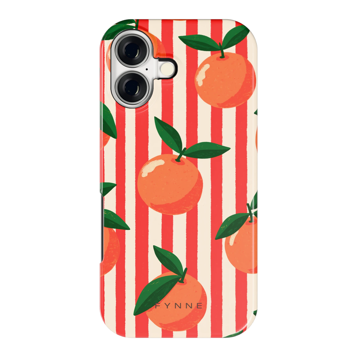 Gestreepte sinaasappels hoesje voor iPhone 17, achterkant