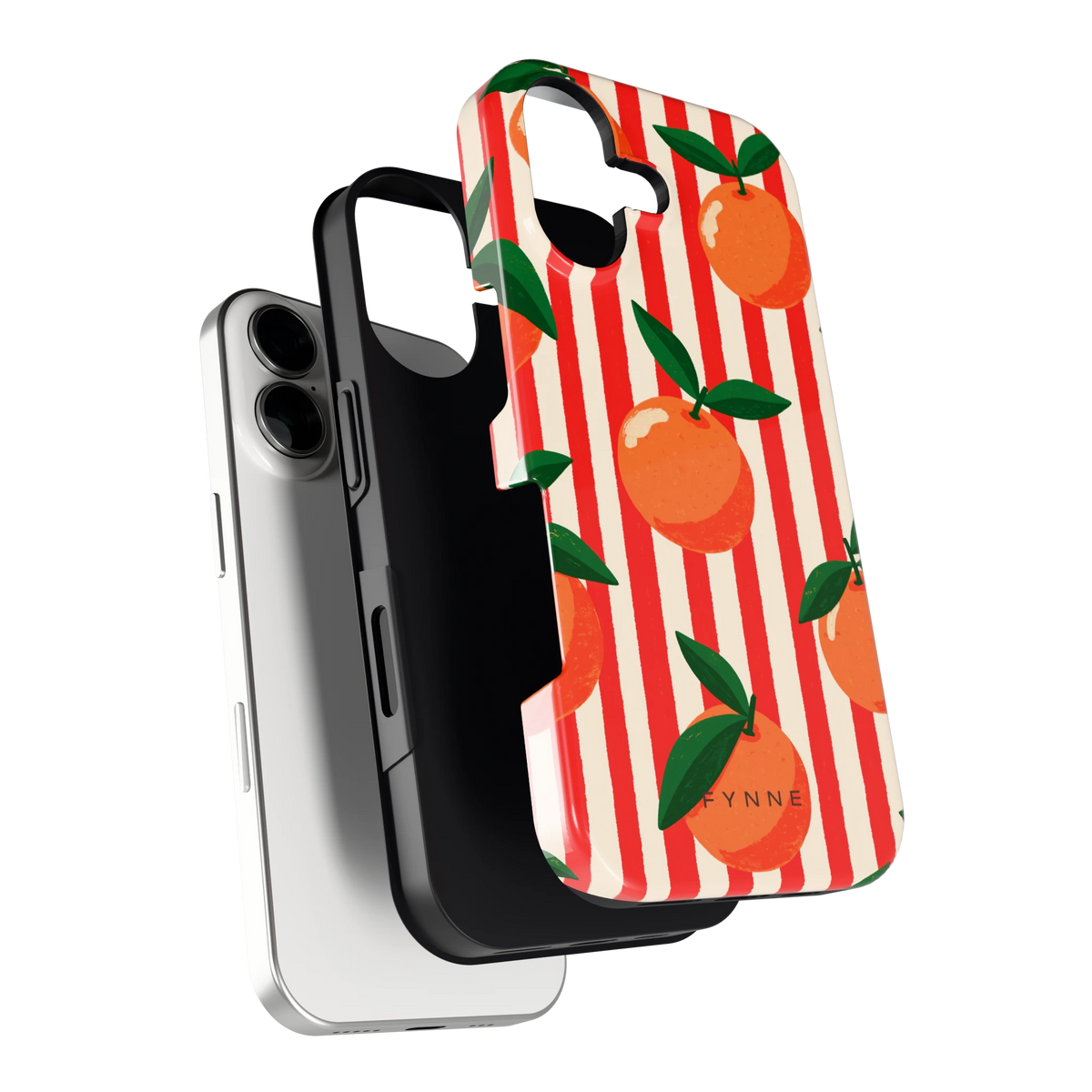Gestreepte sinaasappels hoesje voor iPhone 17, los van de telefoon