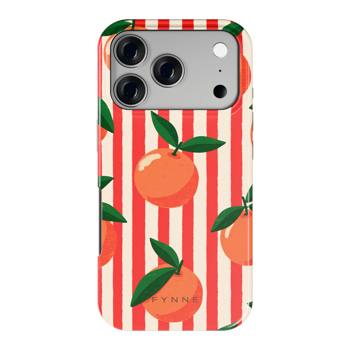 Gestreepte sinaasappels hoesje voor iPhone 17 Pro, achterkant