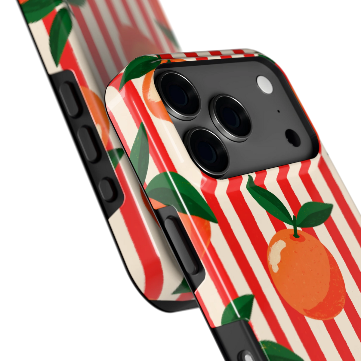Gestreepte sinaasappels hoesje voor iPhone 17 Pro, close-up