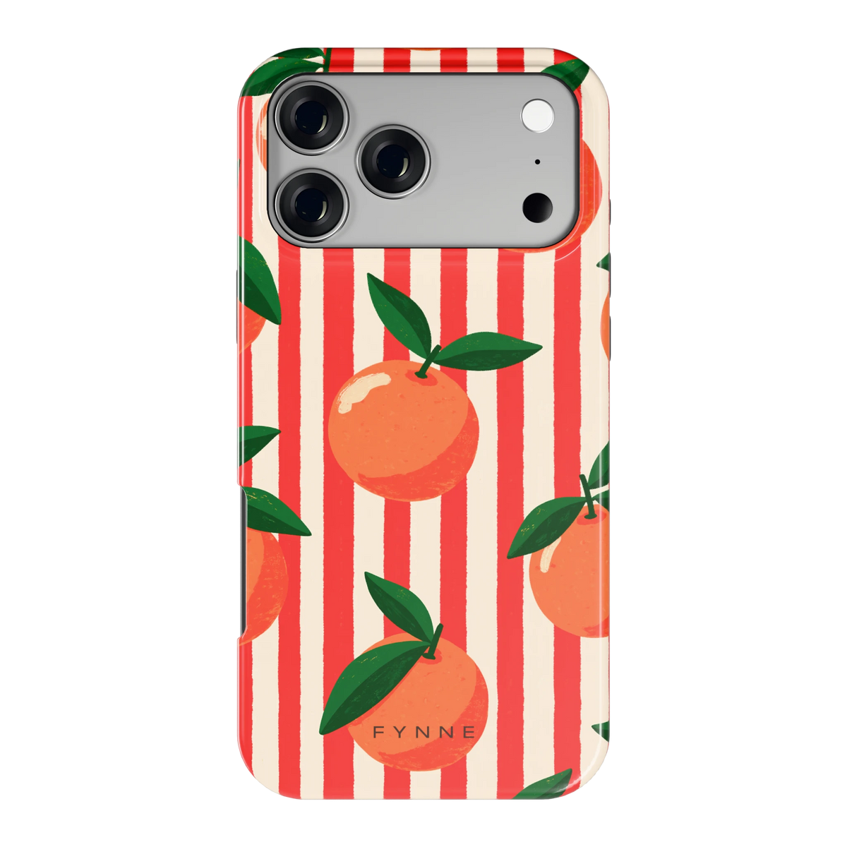 Gestreepte sinaasappels hoesje voor iPhone 17 Pro Max, achterkant