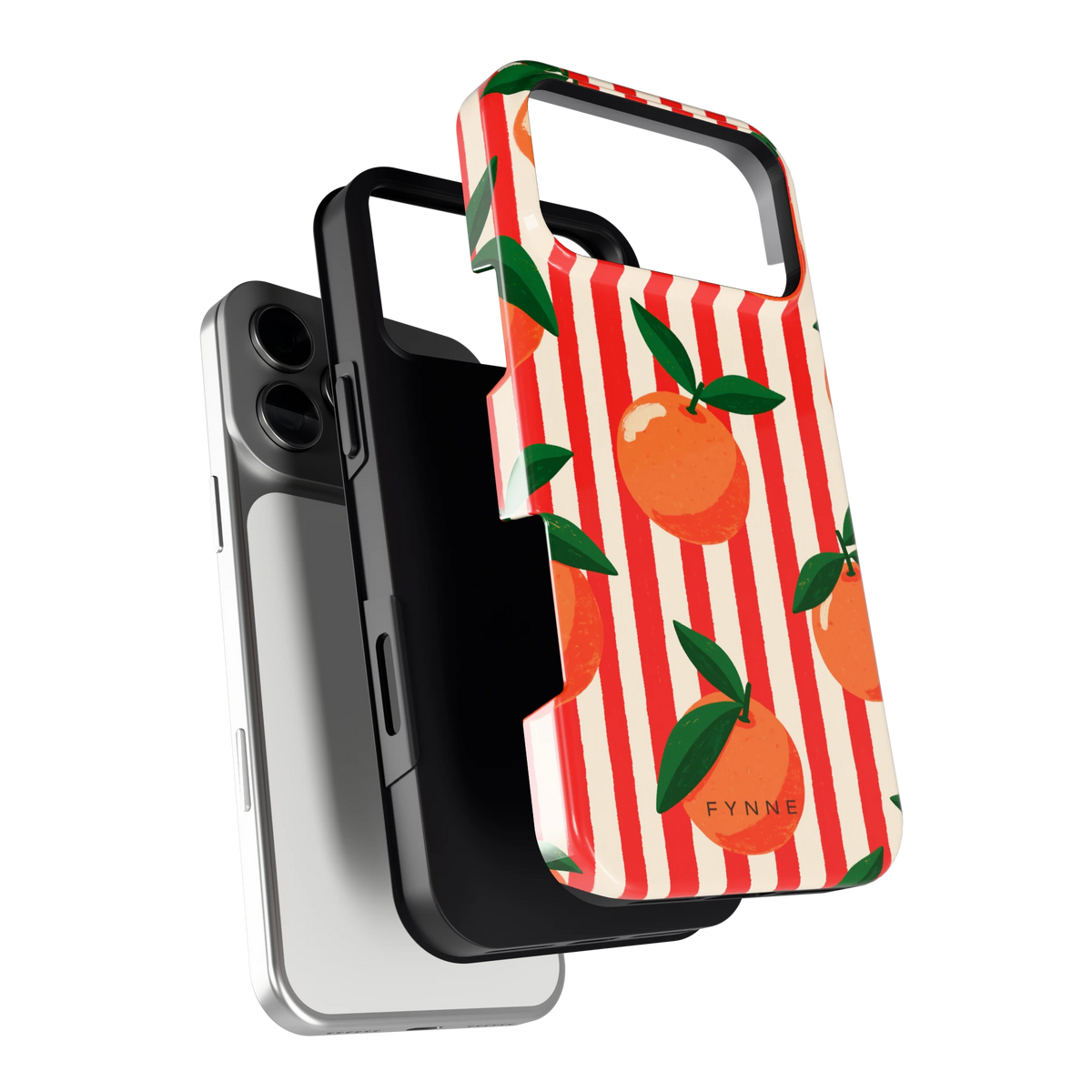 Gestreepte sinaasappels hoesje voor iPhone 17 Pro Max, los van de telefoon
