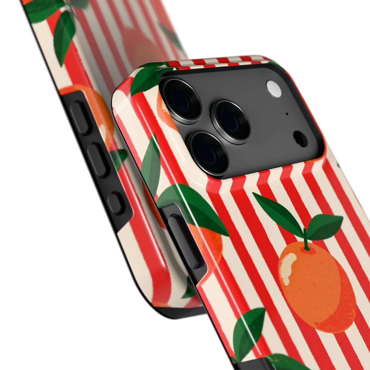 Gestreepte sinaasappels hoesje voor iPhone 17 Pro Max, close-up