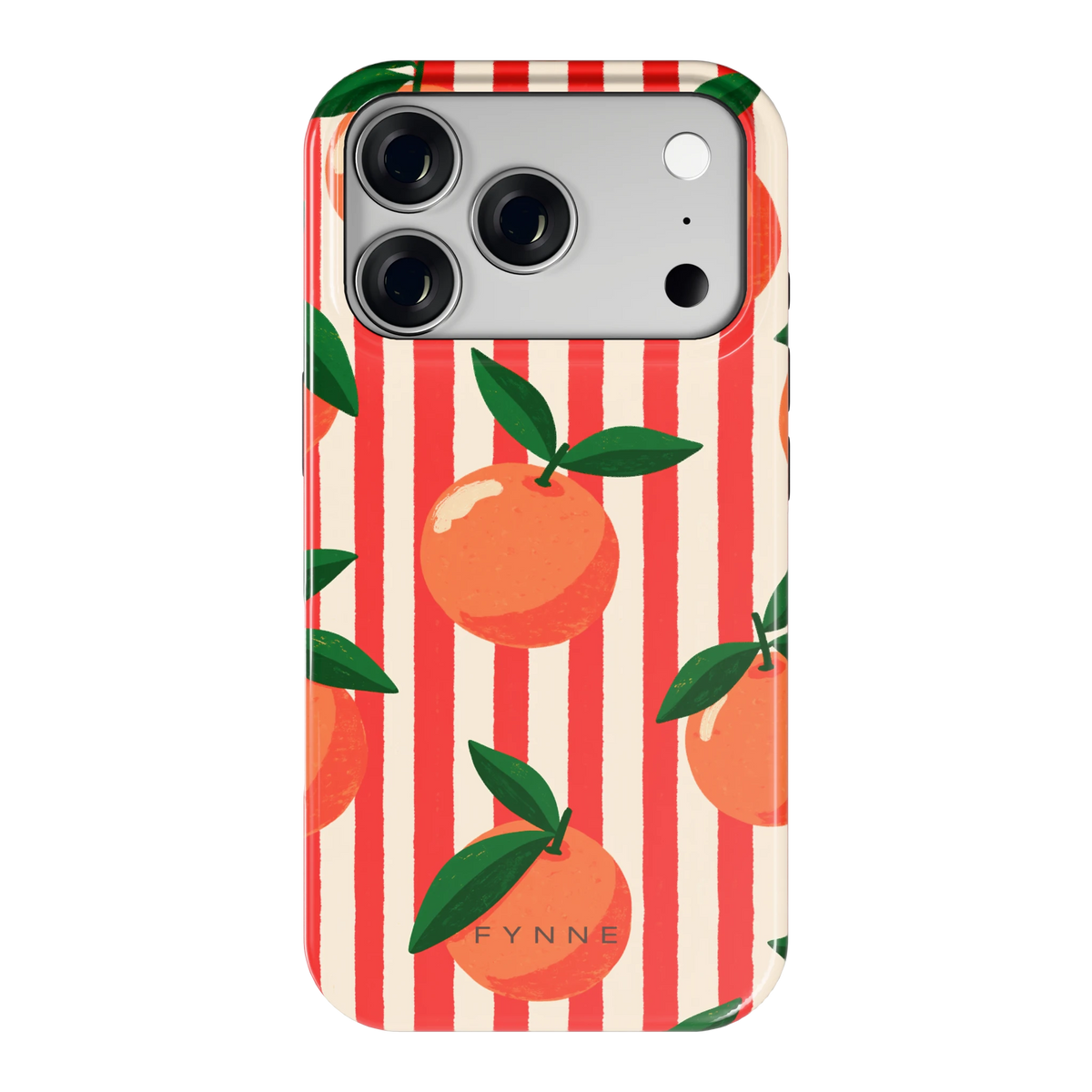 Gestreepte sinaasappels hoesje voor iPhone 18 Pro, achterkant