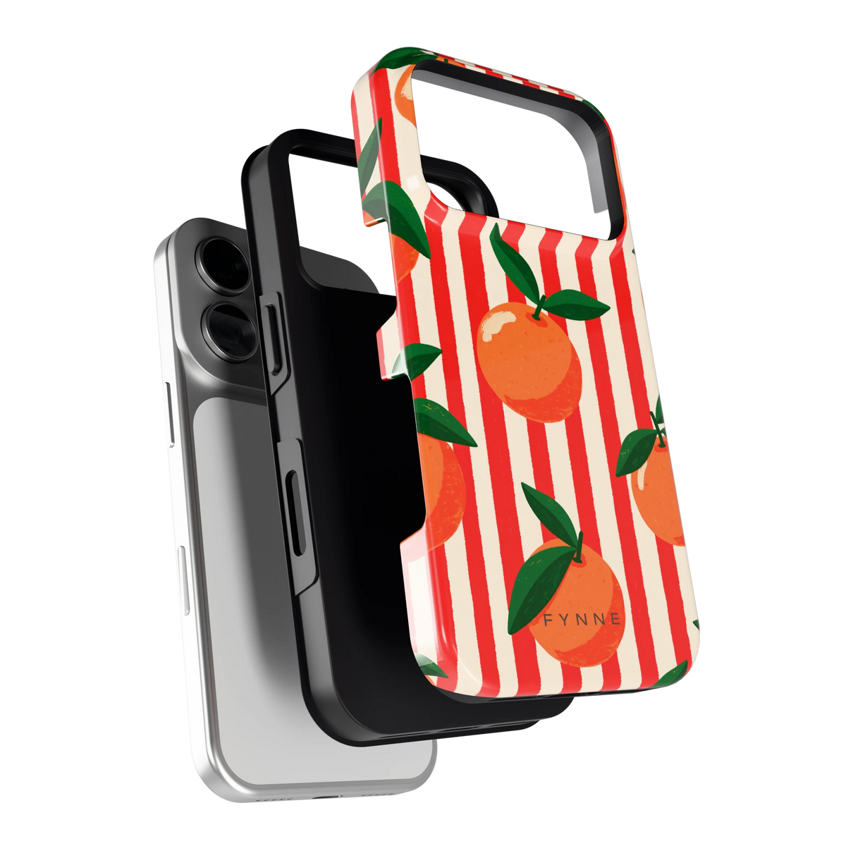 Gestreepte sinaasappels hoesje voor iPhone 18 Pro, los van de telefoon