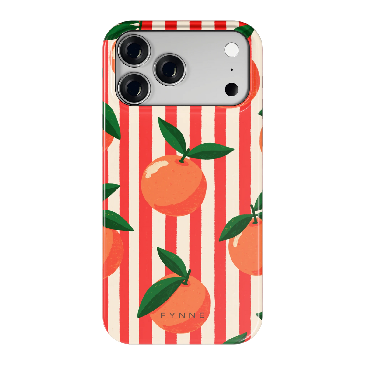 Gestreepte sinaasappels hoesje voor iPhone 18 Pro Max, achterkant
