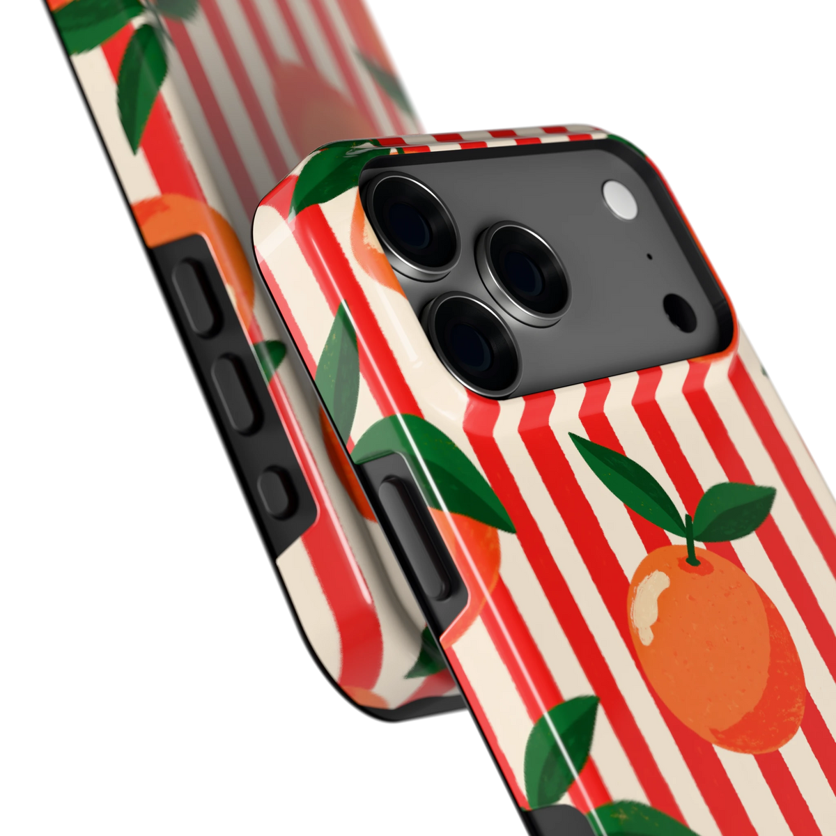 Gestreepte sinaasappels hoesje voor iPhone 18 Pro Max, close-up