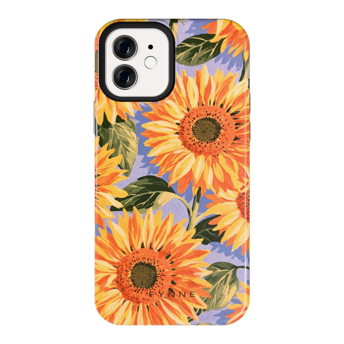 Zonnebloemenveld hoesje voor iPhone 12, achterkant