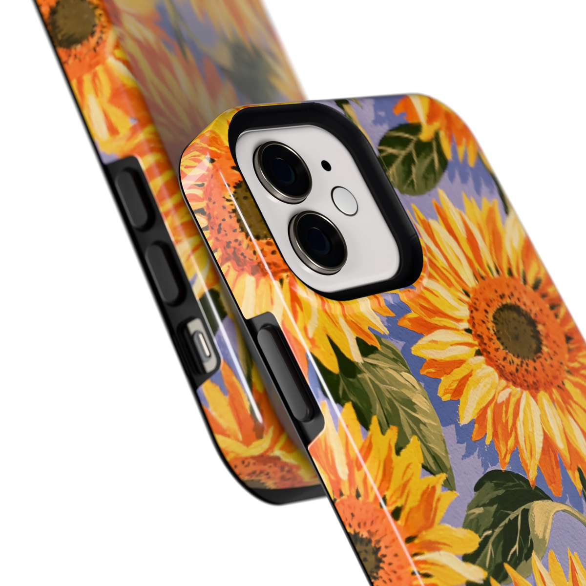 Zonnebloemenveld hoesje voor iPhone 12, close-up