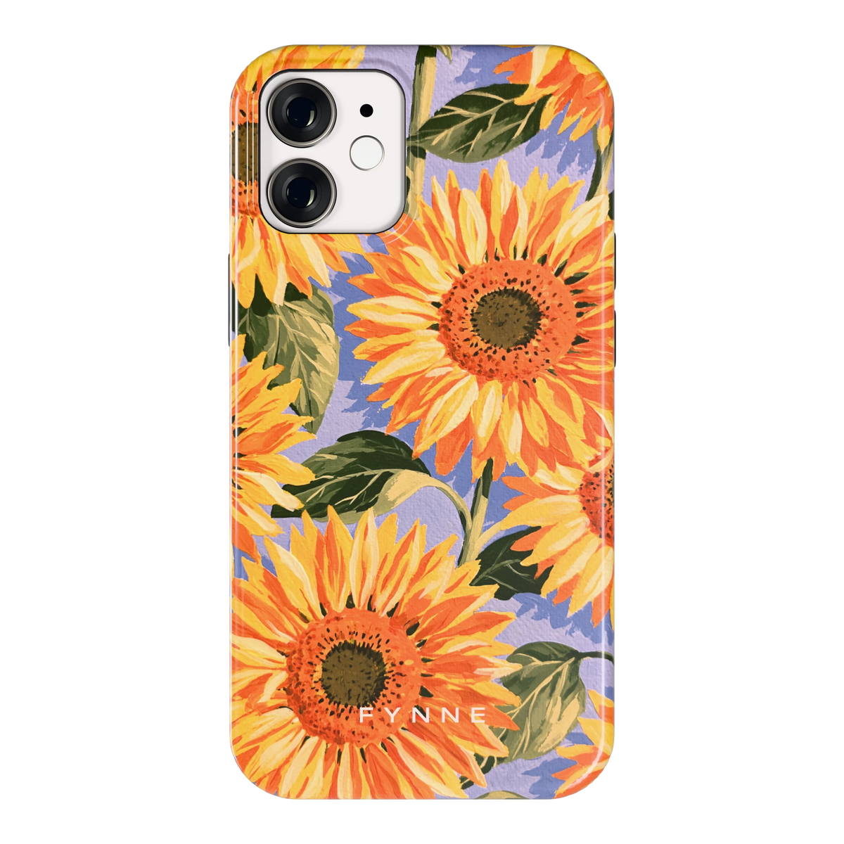 Zonnebloemenveld hoesje voor iPhone 12 mini, achterkant