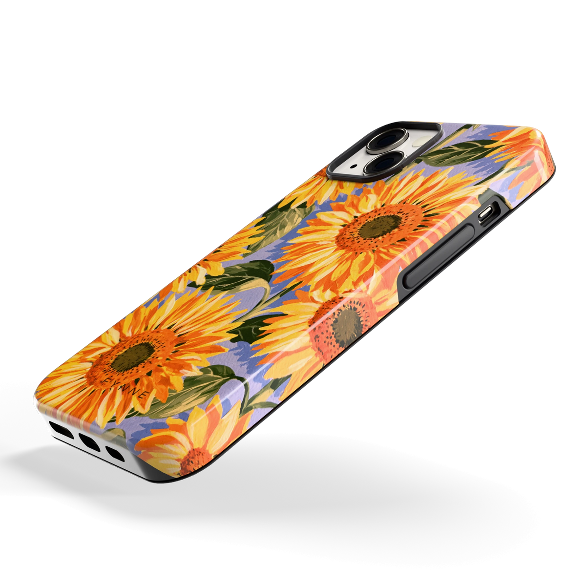 Zonnebloemenveld hoesje voor iPhone 13, schuin