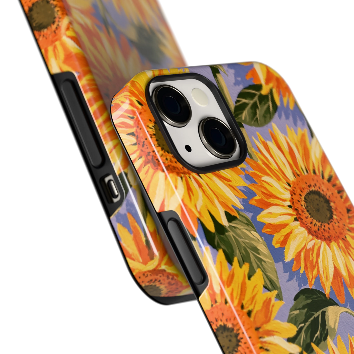 Zonnebloemenveld hoesje voor iPhone 13, close-up