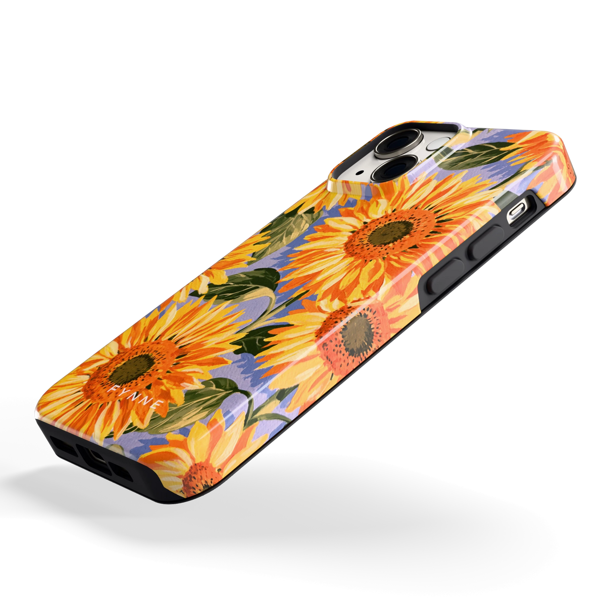 Zonnebloemenveld hoesje voor iPhone 13 mini, schuin