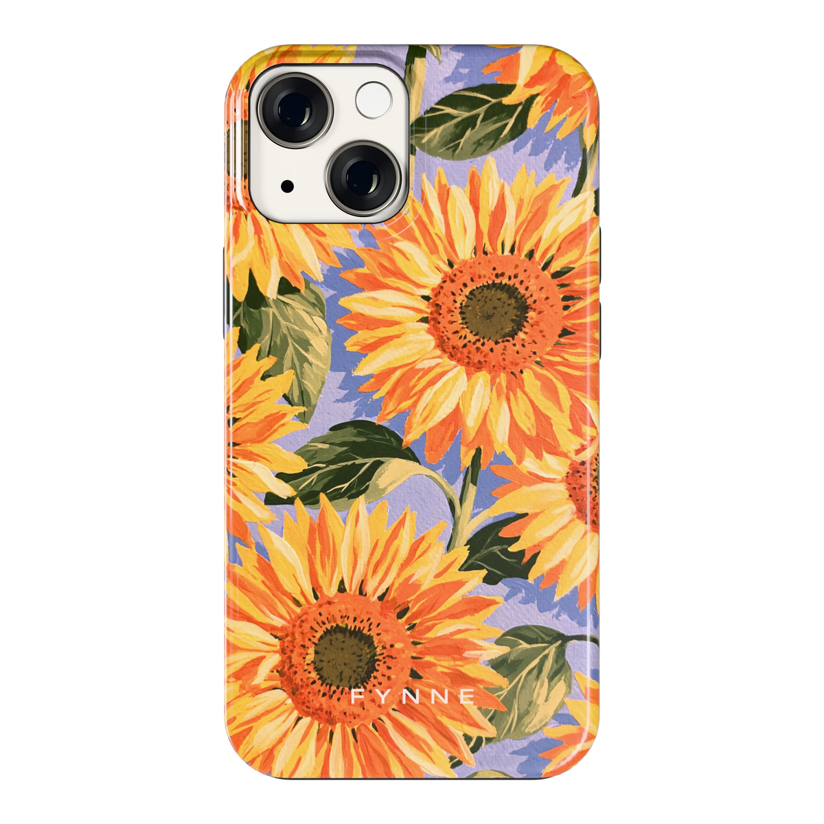 Zonnebloemenveld hoesje voor iPhone 13 mini, achterkant