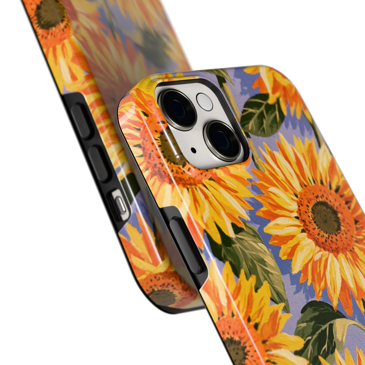 Zonnebloemenveld hoesje voor iPhone 14 Plus, close-up