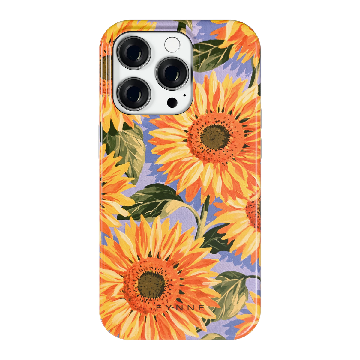 Zonnebloemenveld hoesje voor iPhone 14 Pro, achterkant