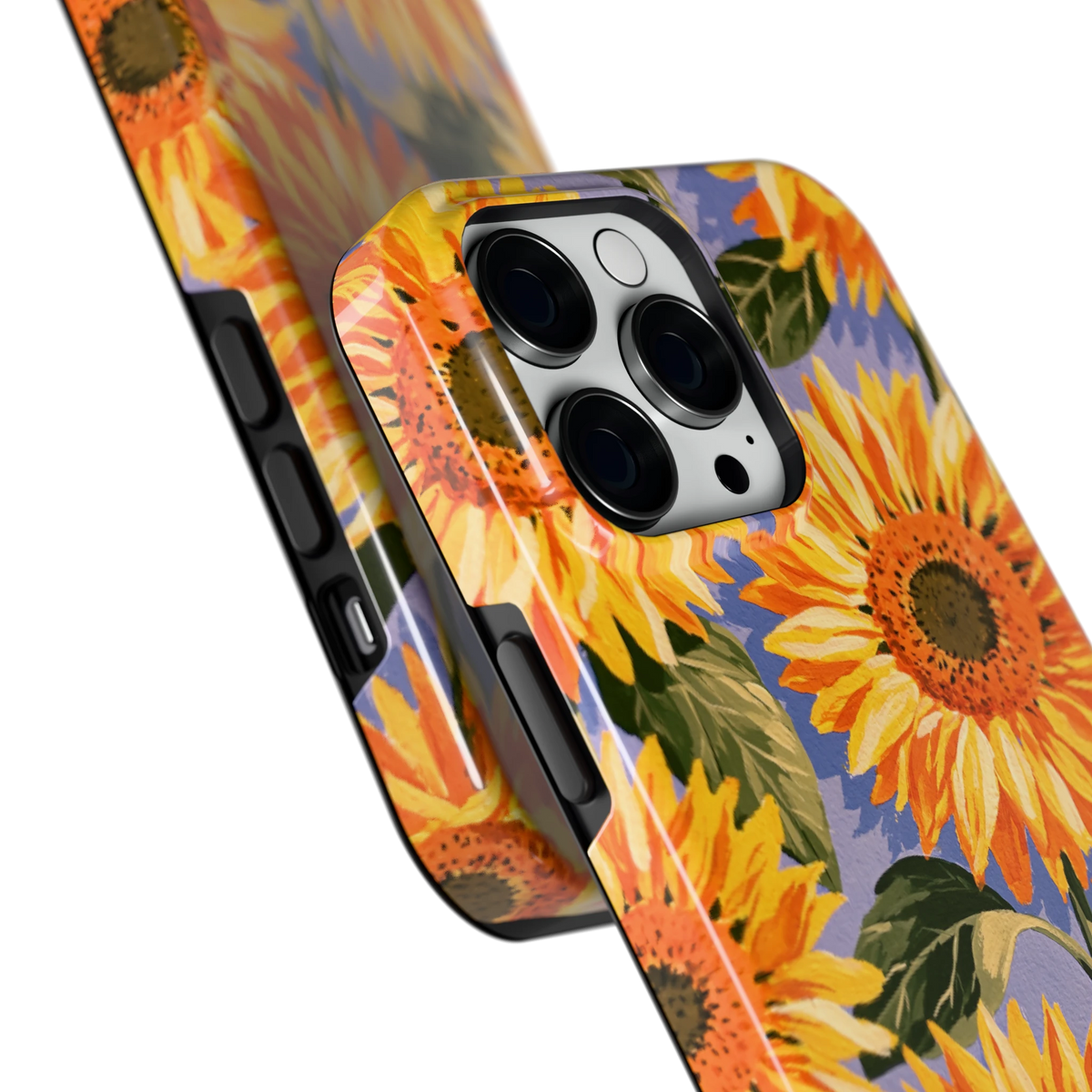 Zonnebloemenveld hoesje voor iPhone 14 Pro Max, close-up