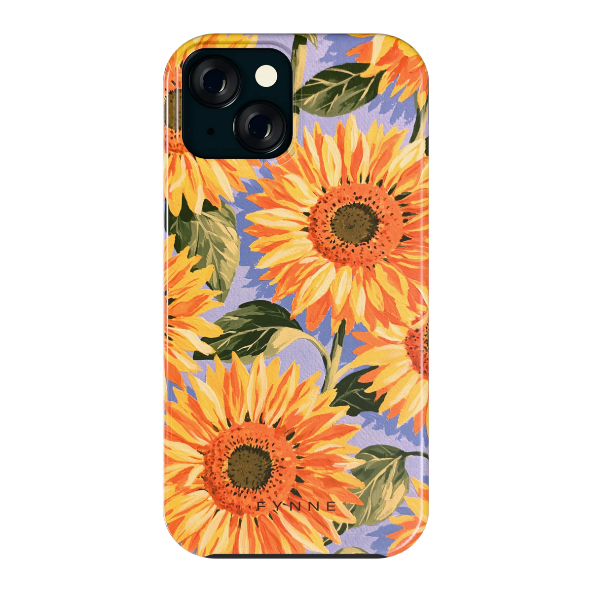 Zonnebloemenveld hoesje voor iPhone 15, achterkant
