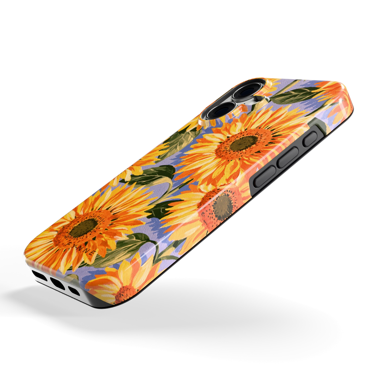 Zonnebloemenveld hoesje voor iPhone 16, schuin