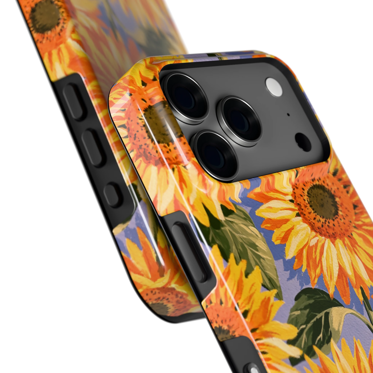 Zonnebloemenveld hoesje voor iPhone 18 Pro, close-up