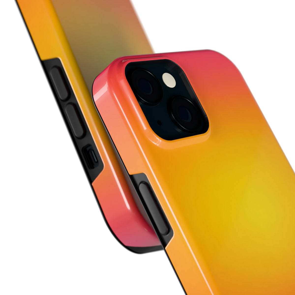 Zonsondergang Verloop hoesje voor iPhone 15, close-up