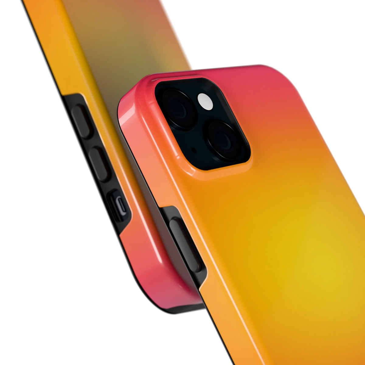 Zonsondergang Verloop hoesje voor iPhone 15 Plus, close-up