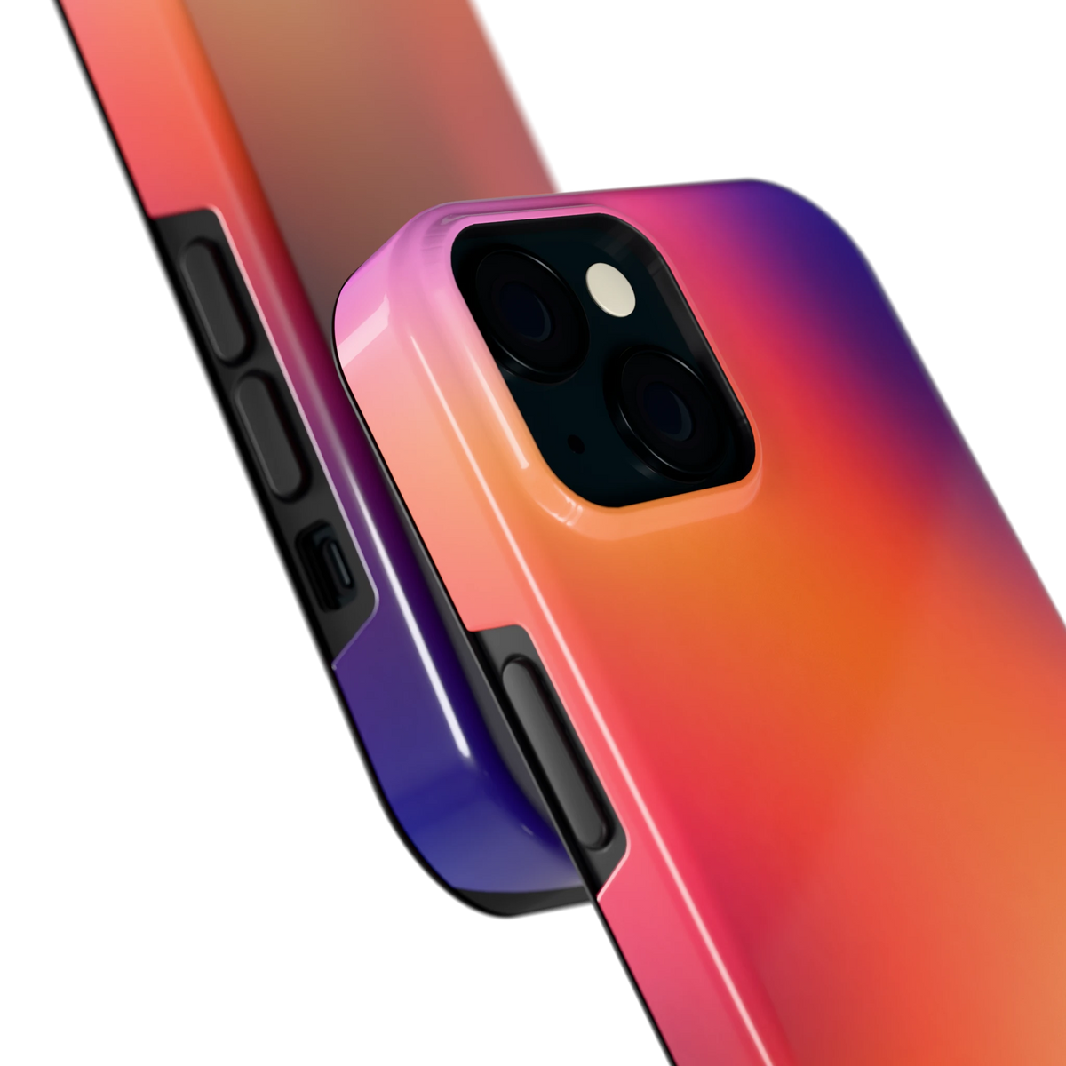 Zonsondergang Gloed hoesje voor iPhone 15, close-up