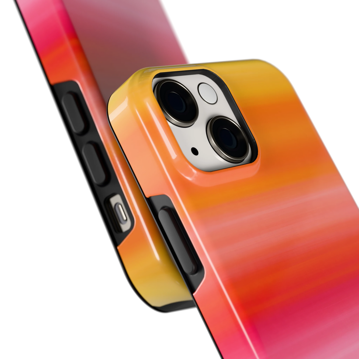 Zonsonderganggloed hoesje voor iPhone 13 mini, close-up