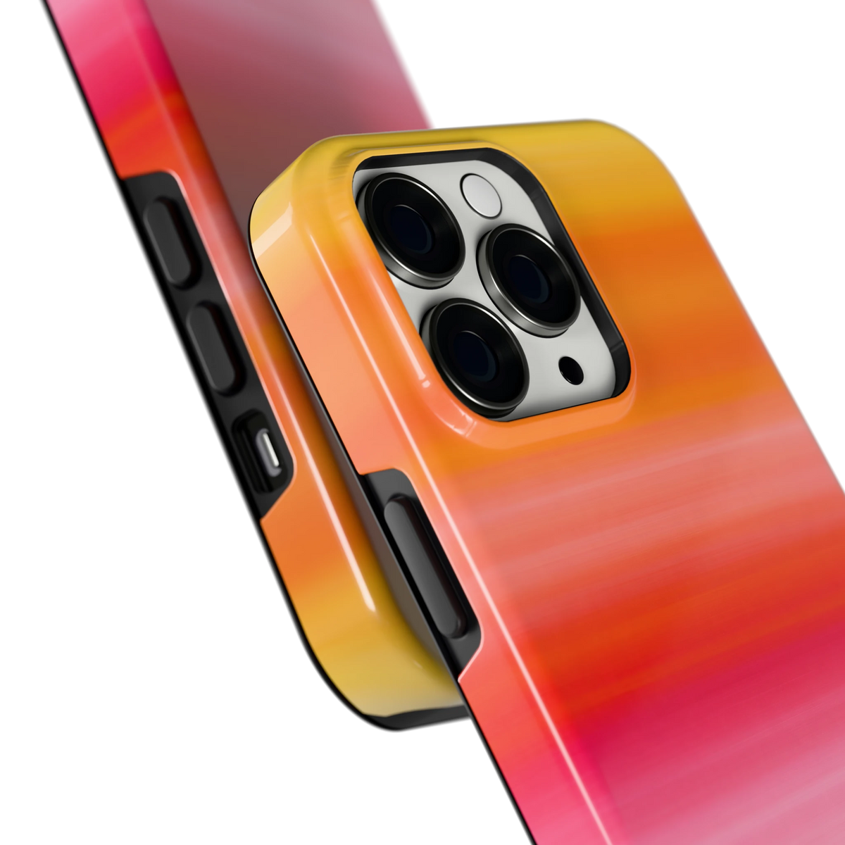 Zonsonderganggloed hoesje voor iPhone 13 Pro, close-up