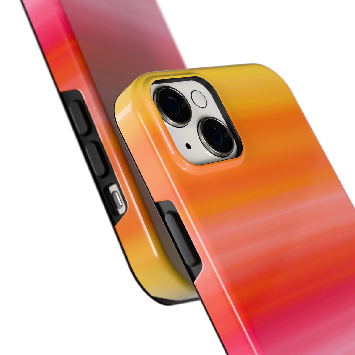 Zonsonderganggloed hoesje voor iPhone 14 Plus, close-up