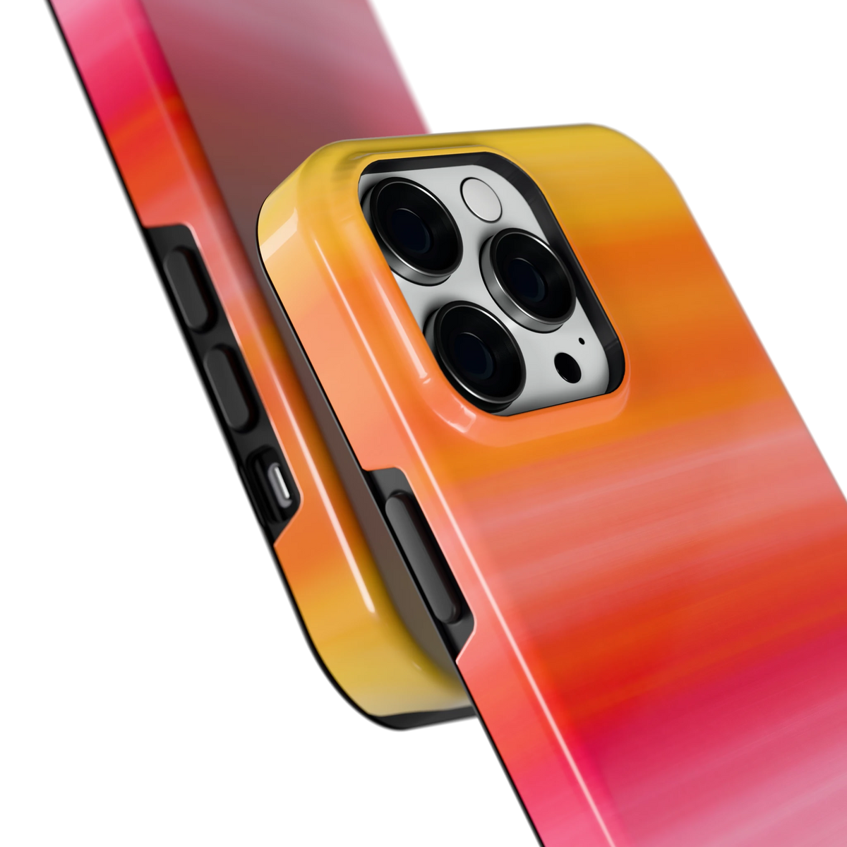 Zonsonderganggloed hoesje voor iPhone 14 Pro Max, close-up
