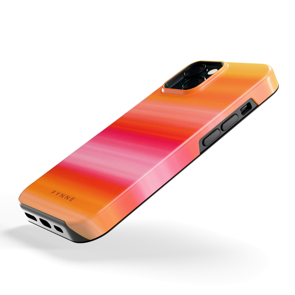 Zonsonderganggloed hoesje voor iPhone 15, schuin