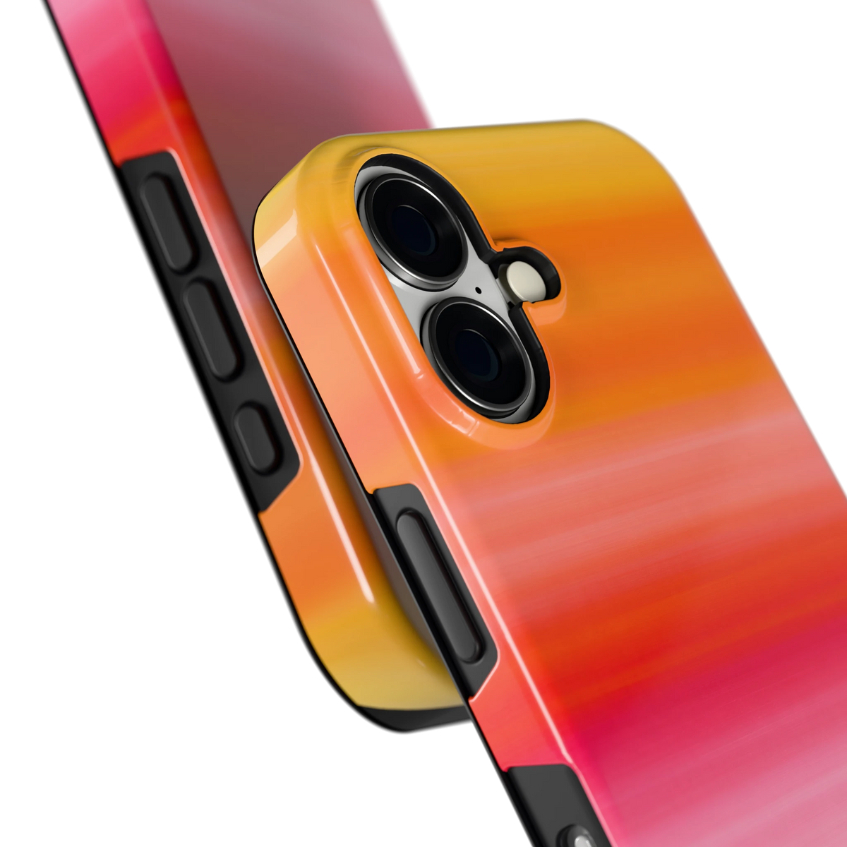 Zonsonderganggloed hoesje voor iPhone 16, close-up