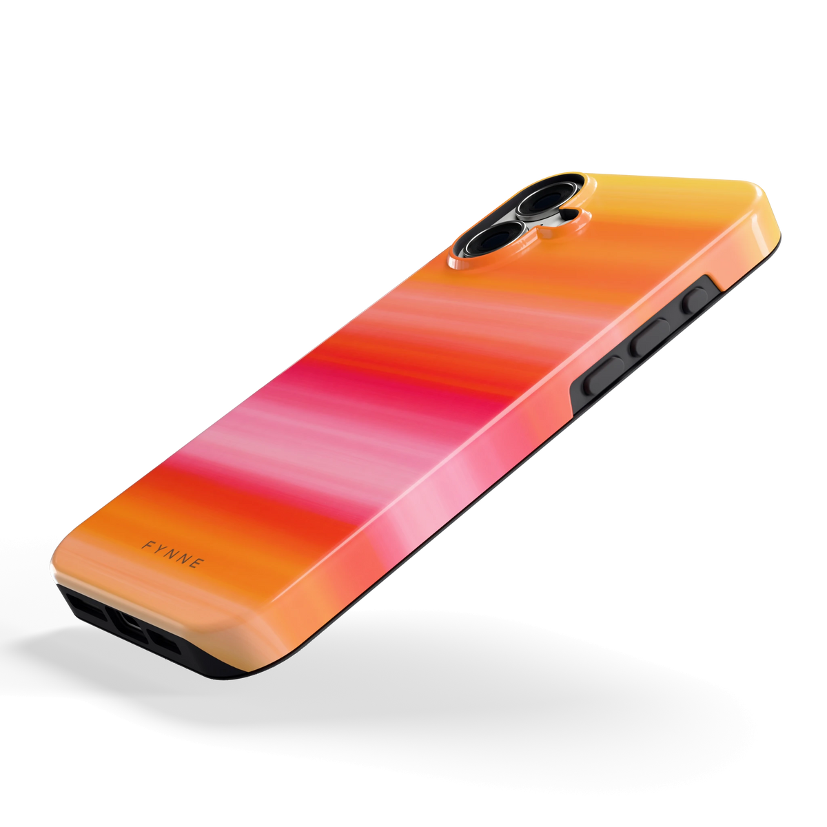 Zonsonderganggloed hoesje voor iPhone 16 Plus, schuin